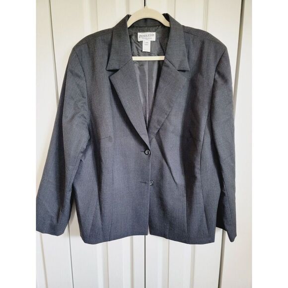 Pendleton 22W Vintage Y2K Wool Women's Blazer Jacket‎ Tweed Gray Boxy - Picture 1 of 7